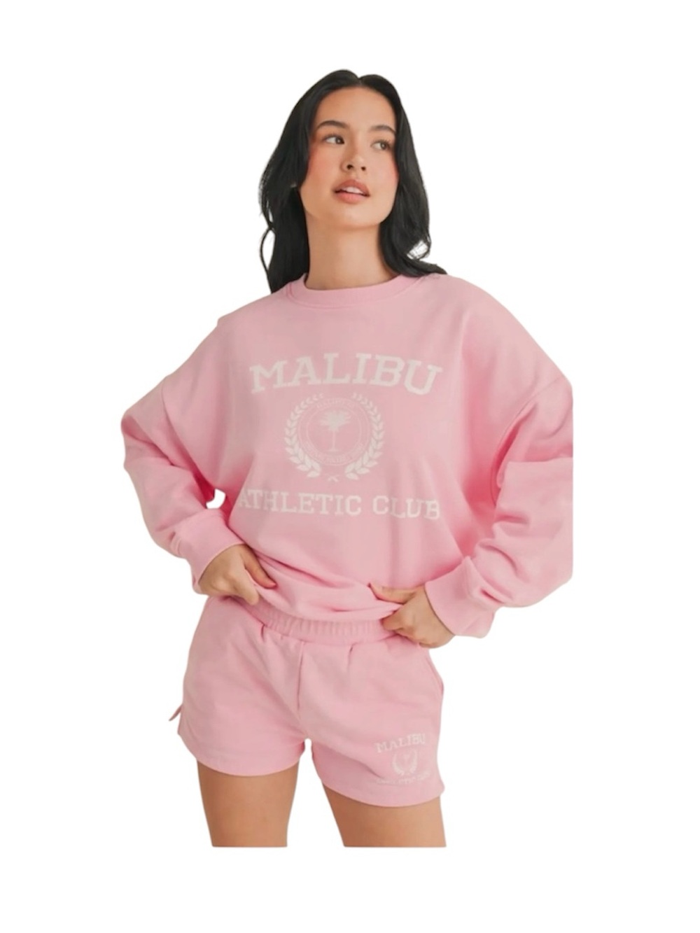 Kimberly C Light Pink Malibu Athletic Club Crewneck Sweatshirt Small